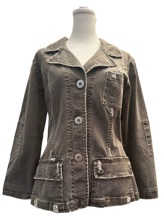 Z. Cavaricci Jackets & Blazers - Z. Cavaricci Washed Gray Distressed Button-Front Jean Jacket